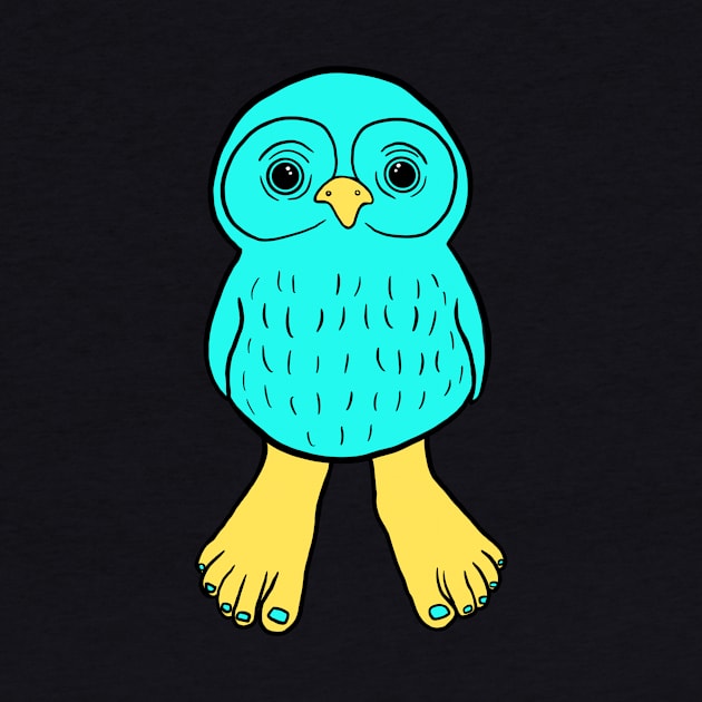 Blue Owl with Human Feet by Mochi Merch